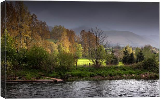 Brecon Beacons and river Usk Canvas Print by Leighton Collins
