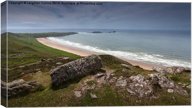 Rhossili bay and worms head Canvas Print by Leighton Collins