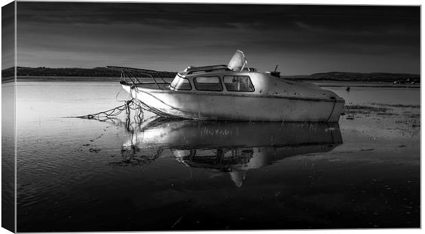  Old boat on the Loughor estuary Canvas Print by Leighton Collins