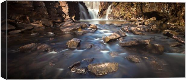  River bed at Penllergaer falls Swansea Canvas Print by Leighton Collins