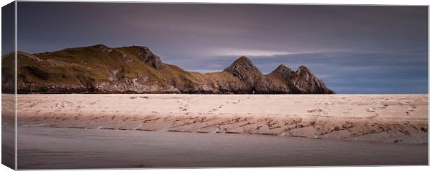  Three Cliffs Bay and river Canvas Print by Leighton Collins