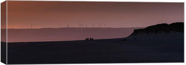  Sunset at Cefn Sidan beach Canvas Print by Leighton Collins