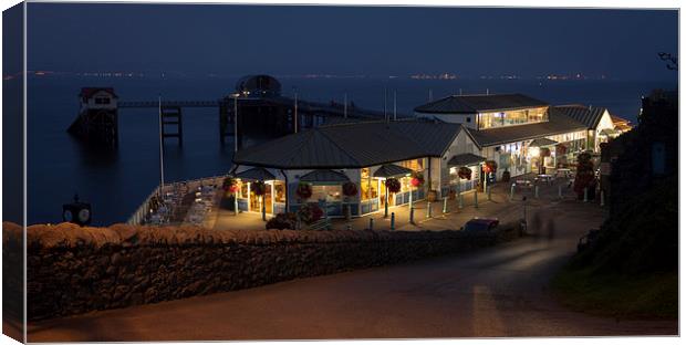  Mumbles Pier cafe Canvas Print by Leighton Collins