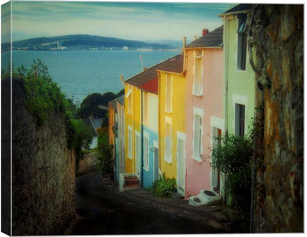  Fishermen's cottages in Mumbles Swansea Canvas Print by Leighton Collins