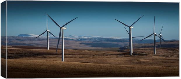  Wind turbines on Betws mountain Canvas Print by Leighton Collins