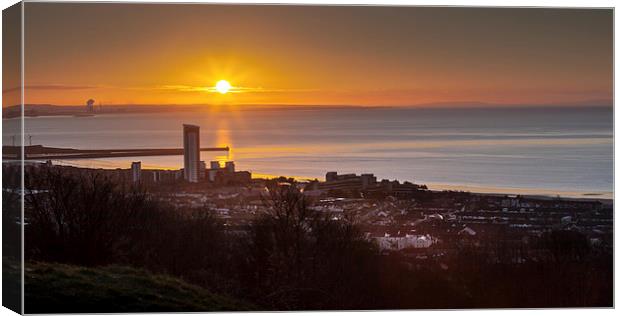  Sunrise on Swansea city south Wales Canvas Print by Leighton Collins