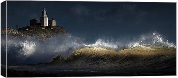  Light on a wave at Bracelet Bay Canvas Print by Leighton Collins