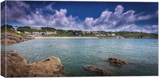  Langland and Rotherslade bays Canvas Print by Leighton Collins