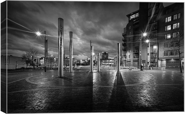  Swansea city centre at night Canvas Print by Leighton Collins