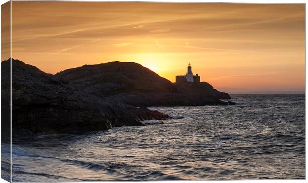  Mumbles lighthouse at dawn Canvas Print by Leighton Collins