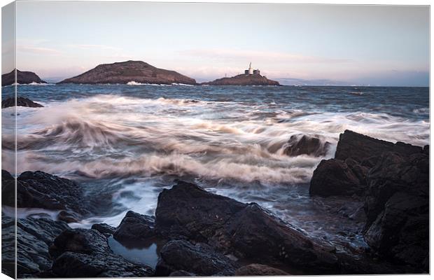  Mumbles lighthouse Gower Canvas Print by Leighton Collins