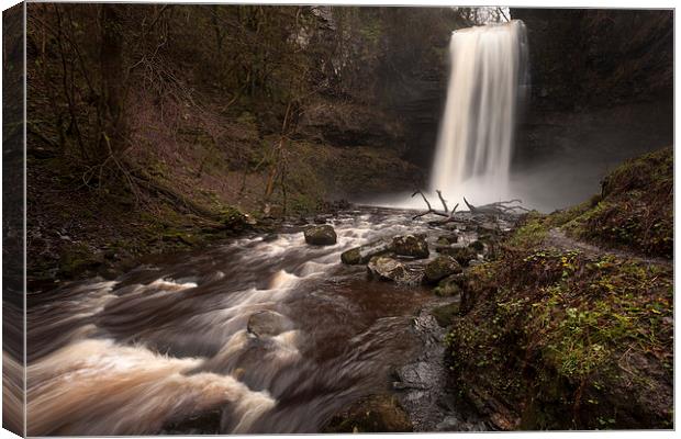  Henrhyd Falls South Wales AKA The Batcave Canvas Print by Leighton Collins