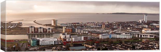 Daybreak over Swansea city Canvas Print by Leighton Collins