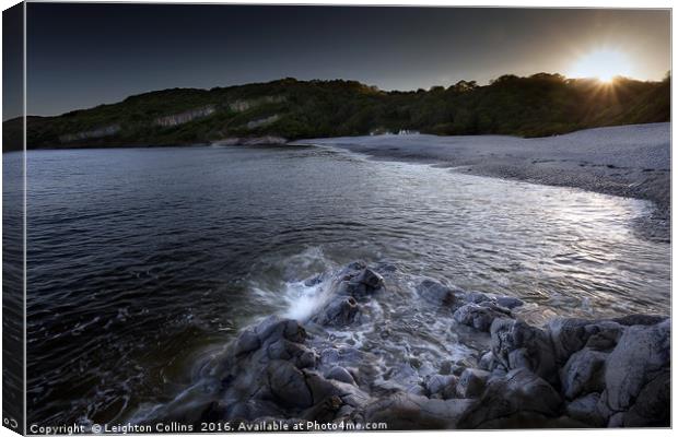 Sunset at Pwll Du Bay Canvas Print by Leighton Collins