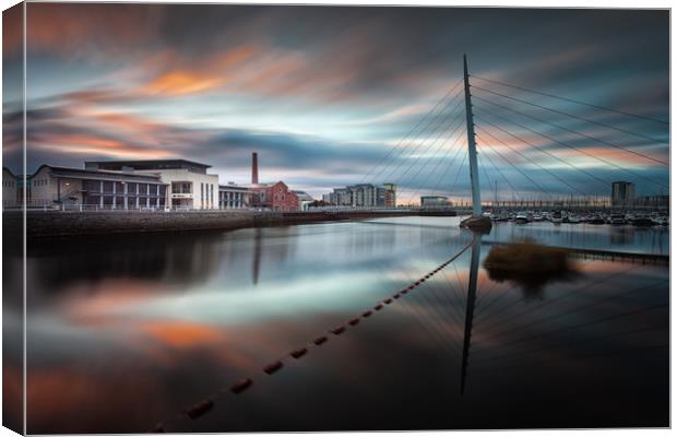 River Tawe and Swansea Sail Bridge Canvas Print by Leighton Collins
