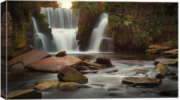 Autumn colours at Penllergare waterfalls Canvas Print by Leighton Collins
