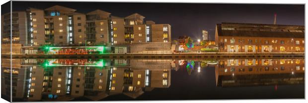 Night time at Swansea Marina Canvas Print by Leighton Collins