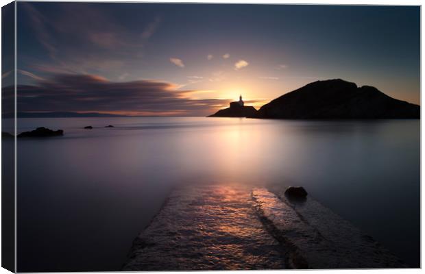 Mumbles lighthouse at dawn Canvas Print by Leighton Collins