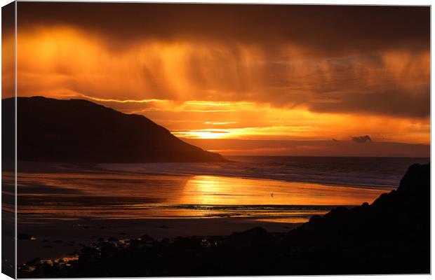 Sunrise at Caswell Bay Canvas Print by Leighton Collins