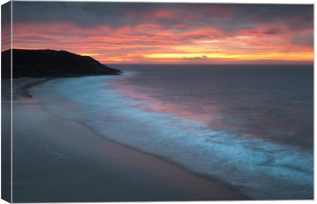 Daybreak at Caswell Bay Canvas Print by Leighton Collins