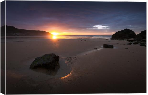 Caswell Bay sunrise Canvas Print by Leighton Collins