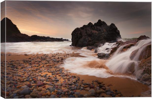 Rotherslade Bay cascade Canvas Print by Leighton Collins