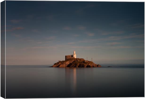 Tranquil evening at Mumbles lighthouse Canvas Print by Leighton Collins