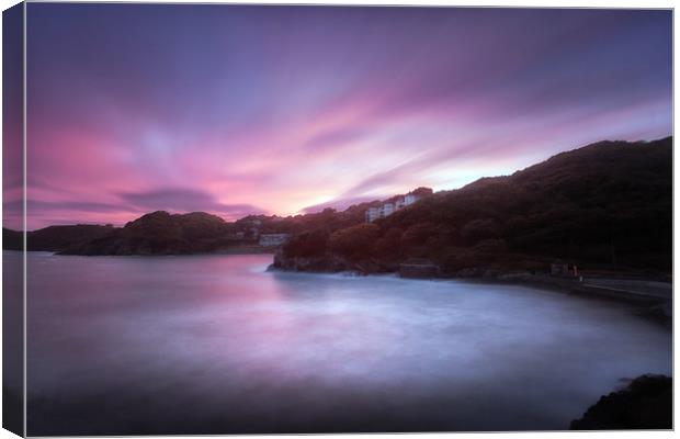 Caswell Bay at dusk Canvas Print by Leighton Collins