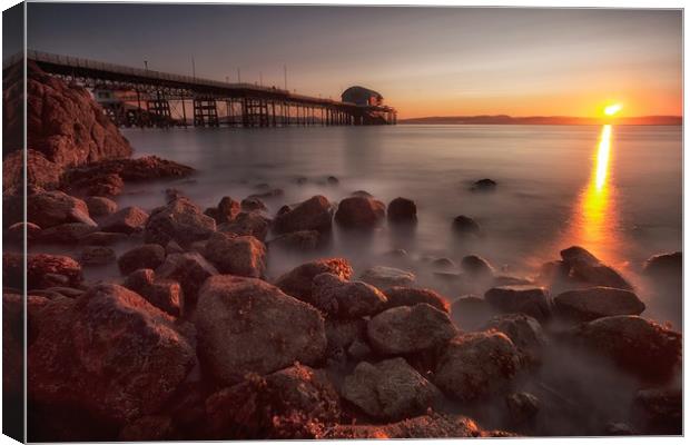 Sunrise at Mumbles pier Canvas Print by Leighton Collins