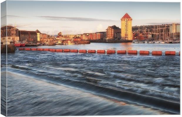 Swansea marina and Tawe barrage Canvas Print by Leighton Collins