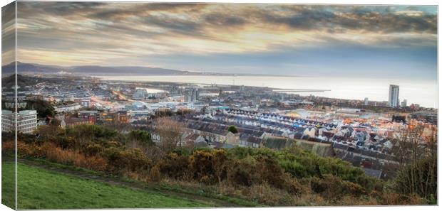 Swansea City Centre and East Side Canvas Print by Leighton Collins