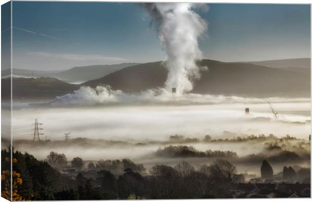 Baglan Bay power station steam cloud Canvas Print by Leighton Collins