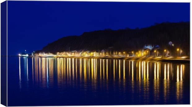 Evening at Mumbles village with oil effect Canvas Print by Leighton Collins