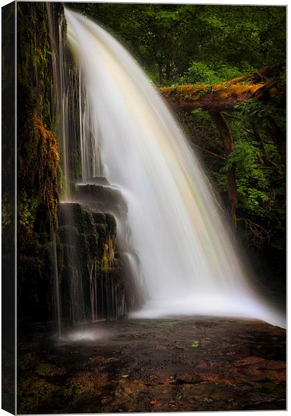 The ledge at Sgwd Clun Gwyn waterfall Canvas Print by Leighton Collins