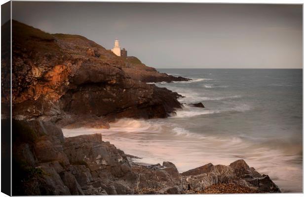 Mumbles lighthouse and Bracelet Bay  Canvas Print by Leighton Collins
