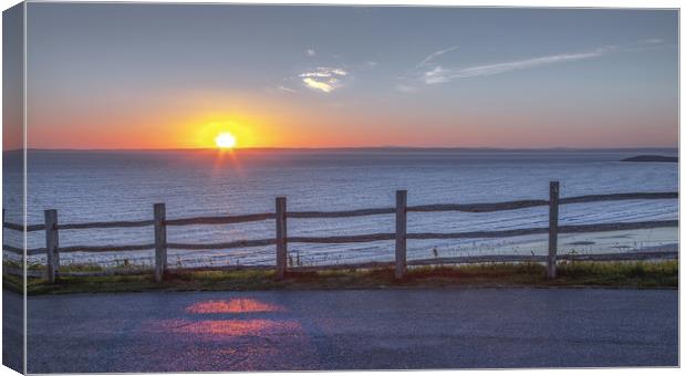 Summer Solstice sunset at Rhossili 2018 Canvas Print by Leighton Collins