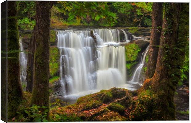 Autumn at Sgwd y Pannwr waterfall Canvas Print by Leighton Collins