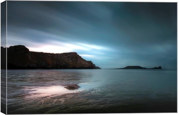 Rhossili Bay and Worms head Canvas Print by Leighton Collins
