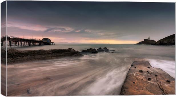 Mumbles pier and lighthouse Canvas Print by Leighton Collins
