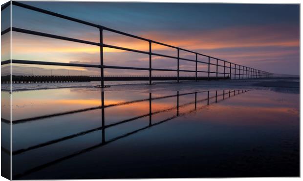 Sunrise at Swansea's West Pier Canvas Print by Leighton Collins