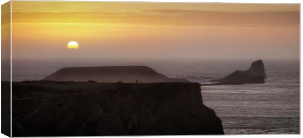 Sunset at Worms Head Canvas Print by Leighton Collins