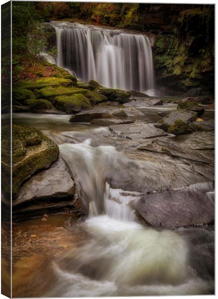 Waterfall on The Upper Clydach River Canvas Print by Leighton Collins