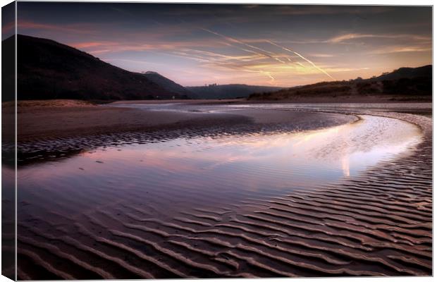 The river at Three Cliffs Bay Canvas Print by Leighton Collins