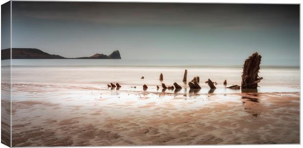 The Helvetia at Rhossili Bay, South Wales UK Canvas Print by Leighton Collins