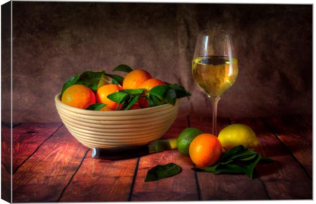 Citrus fruit and wine Canvas Print by Leighton Collins
