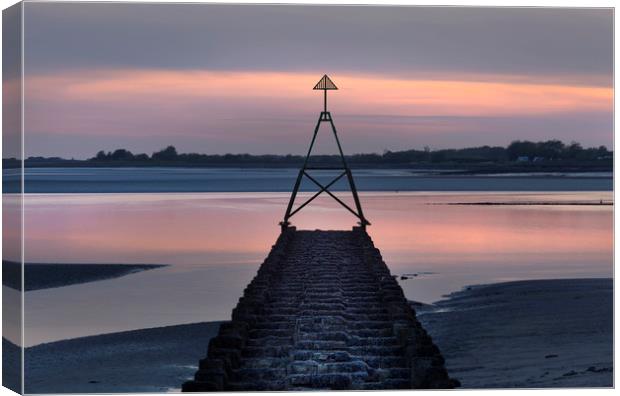 Cardinal marker on The Loughor Estuary  Canvas Print by Leighton Collins