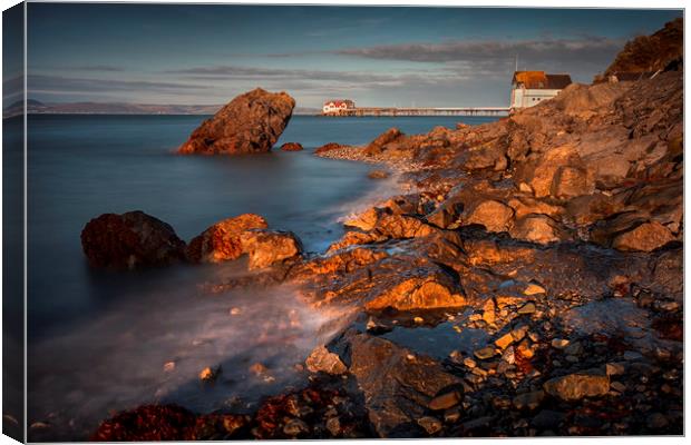 Dusk at Knab rock in Mumbles Canvas Print by Leighton Collins