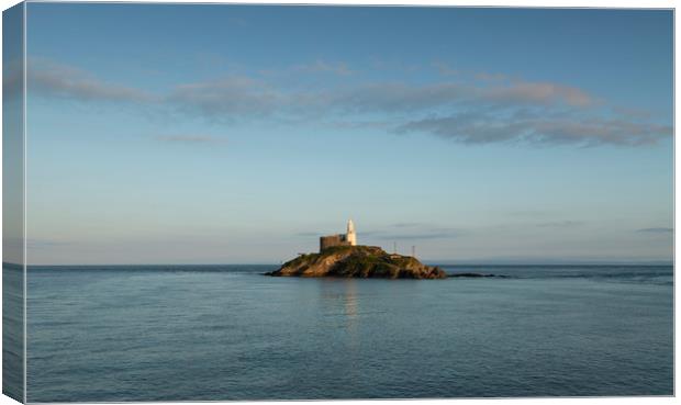 Mumbles Lighthouse island Canvas Print by Leighton Collins