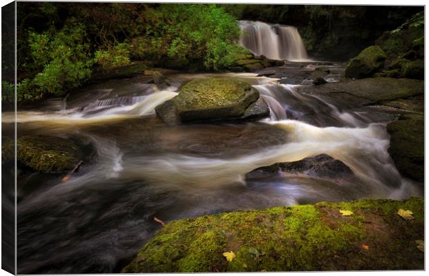 Waterfall on The Clydach River Canvas Print by Leighton Collins