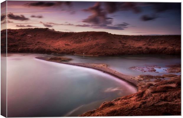 Very high tide at Three Cliffs Bay Canvas Print by Leighton Collins